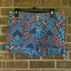 Rewind High Waist Blue and Orange Shorts